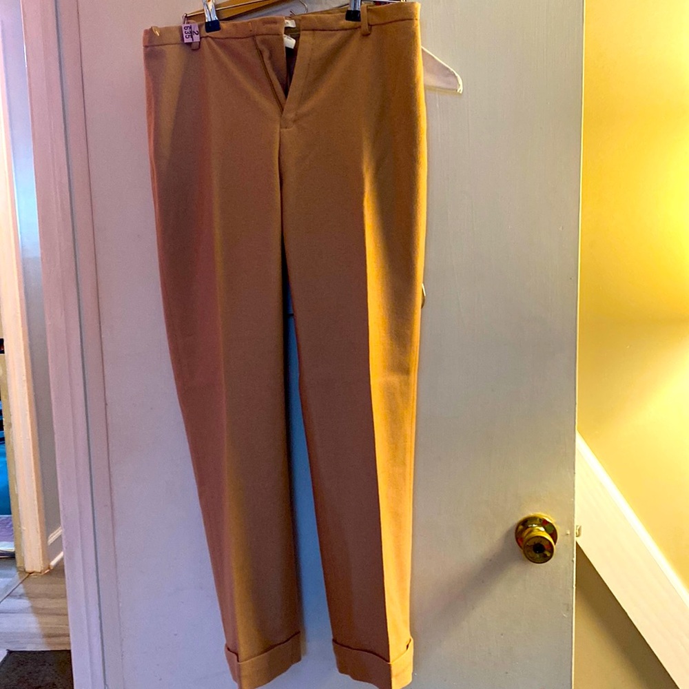 Release and let go tan wool pants